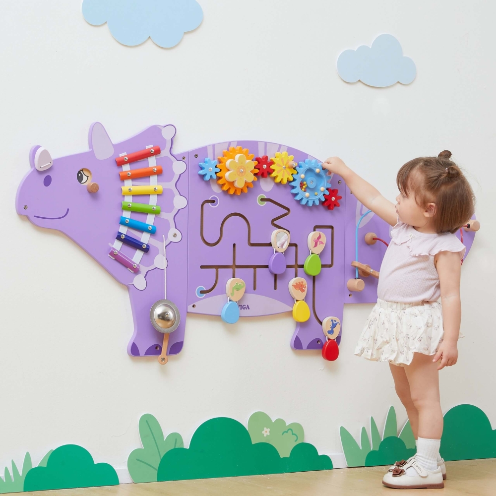 Sensorinė-edukacinė medinė lenta VIGA EDU Triceratops