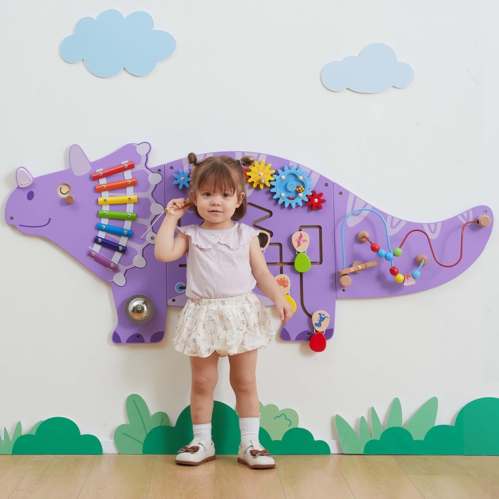 Sensorinė-edukacinė medinė lenta VIGA EDU Triceratops