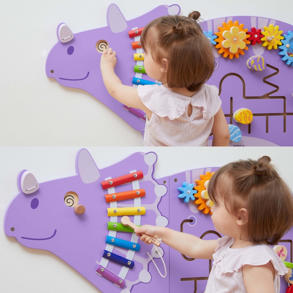 Sensorinė-edukacinė medinė lenta VIGA EDU Triceratops