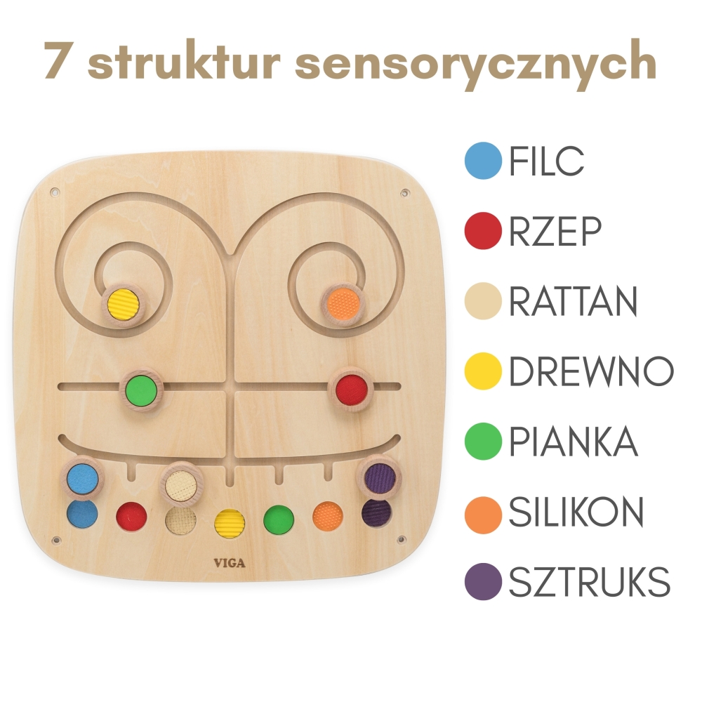 Medinė sensorinė lenta VIGA labirintas Touch and Match-Žaislai, Lavinamieji žaislai, Veiklos centrai-e-vaikas