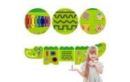 Edukacinė sensorinė lenta VIGA Krokodilas su FSC Montessori sertifikatu-Žaislai, Lavinamieji žaislai, Veiklos centrai-e-vaikas