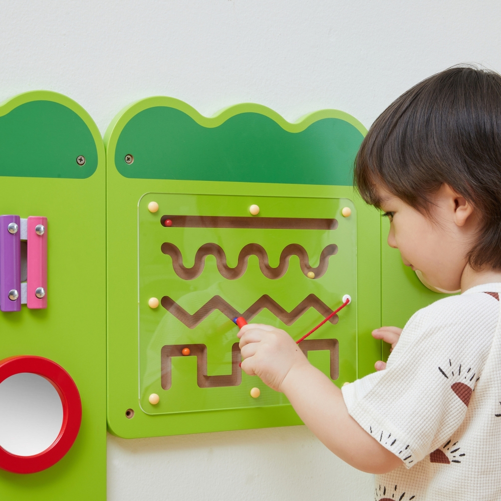 Edukacinė sensorinė lenta VIGA Krokodilas su FSC Montessori sertifikatu-Žaislai, Lavinamieji žaislai, Veiklos centrai-e-vaikas