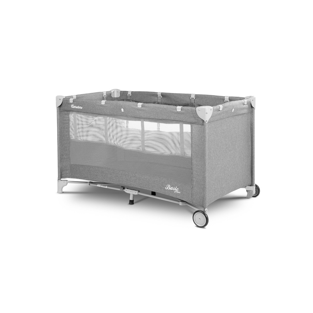 Kelioninė lovytė-maniežas Caretero BASIC PLUS, Grey-Miegui, Maniežai-e-vaikas