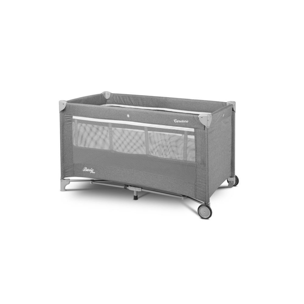 Kelioninė lovytė-maniežas Caretero BASIC PLUS, Grey-Miegui, Maniežai-e-vaikas