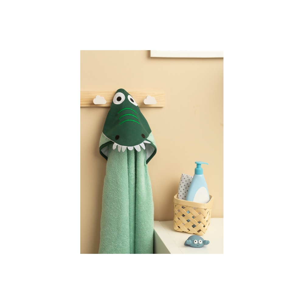 Rankšluostis Sensillo BathFriends 100x100, Žalias krokodilas-Priežiūrai, Vonios tekstilė, Rankšluosčiai-e-vaikas