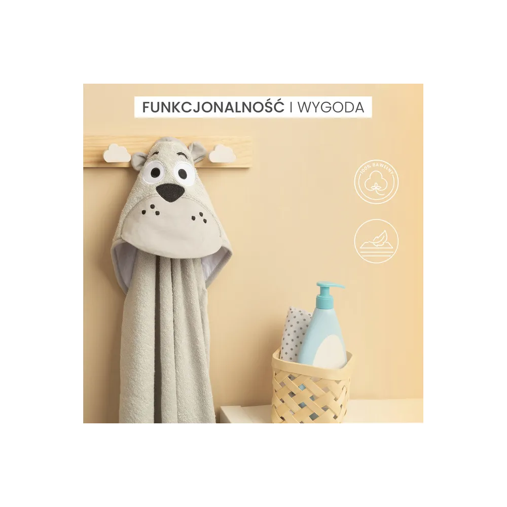 Rankšluostis Sensillo BathFriends 100x100, Mėlynas begemotas-Priežiūrai, Vonios tekstilė, Rankšluosčiai-e-vaikas