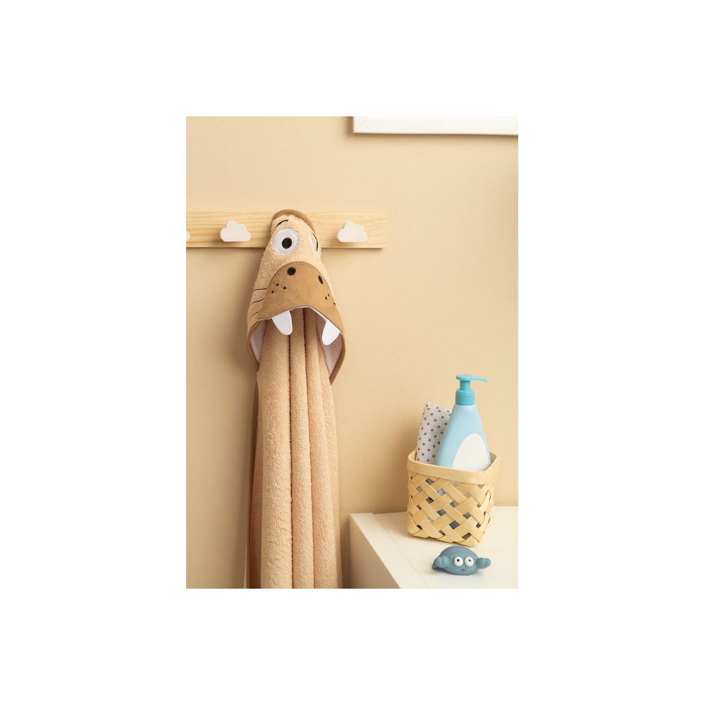 Rankšluostis Sensillo BathFriends 100x100, Smėlio sp. ruonis-Priežiūrai, Vonios tekstilė, Rankšluosčiai-e-vaikas