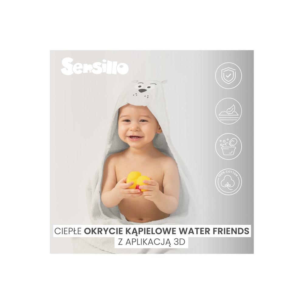 WATERFRIENDS OKRYCIE KĄPIELOWE 100x100 MIŚ GREY