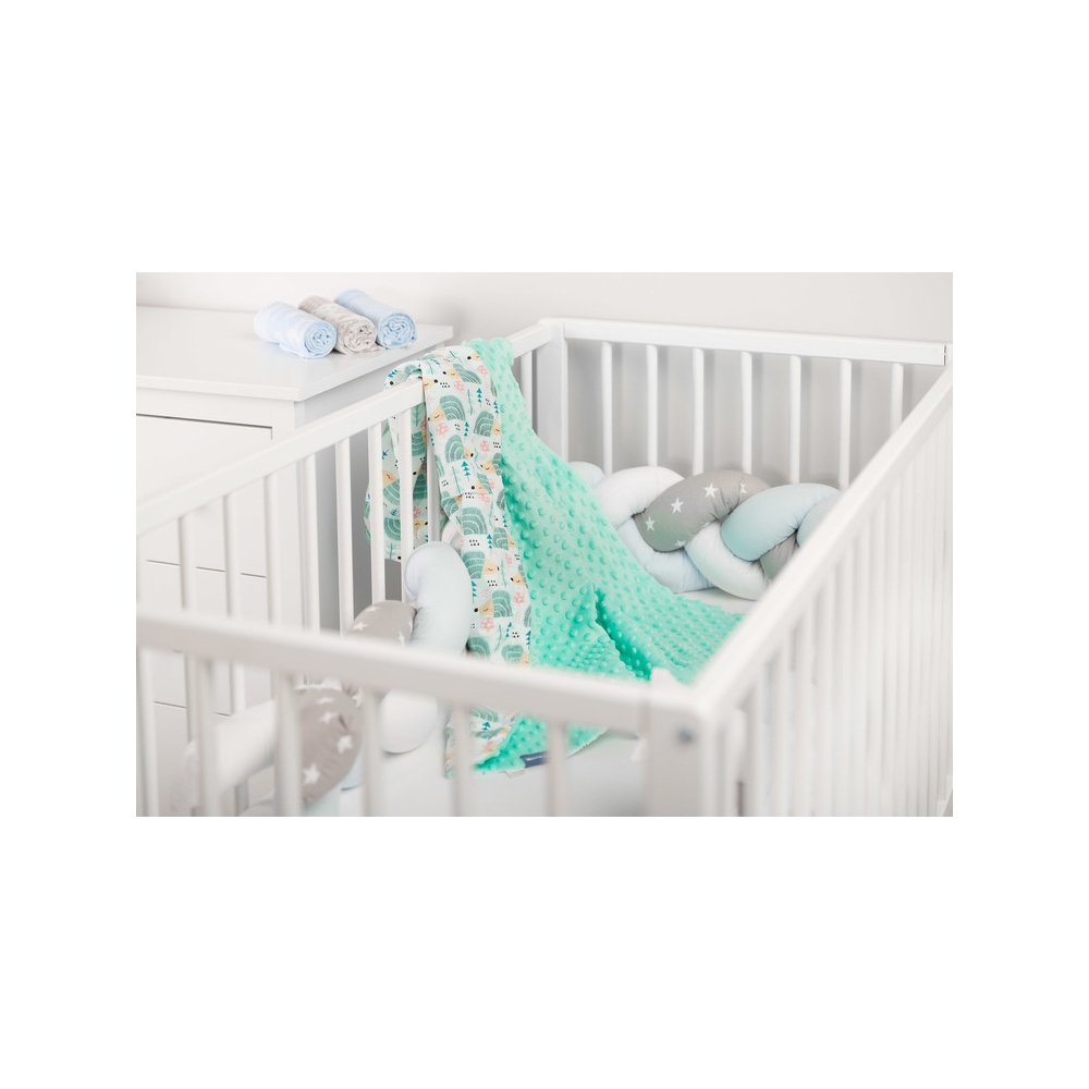 Pledukas Sensillo MINKY Light 75x100 cm, mėtinė/ežiukai-Miegui, Pledukai-e-vaikas