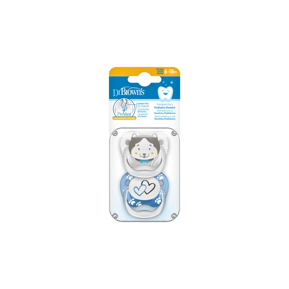 PV22015 SM.ORT.PREVENT ANIMALS 6-12 BLUE 2-PACK-Priežiūrai, Čiulptukai ir jų priedai, Čiulptukai-e-vaikas