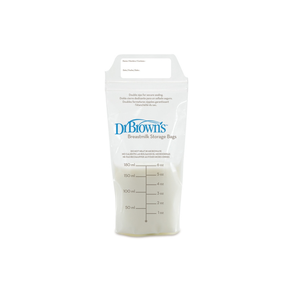 Maišeliai mamos pienui laikyti Dr.Brown's 180ml S4005 25vnt-Maitinimui, Indai, įrankiai, gertuvės, Indeliai pienui-e-vaikas