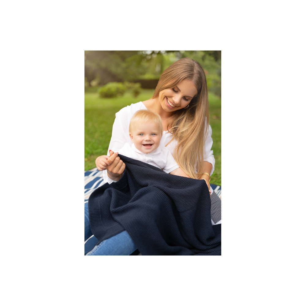 Medvilninis pledas Sensillo 100x80cm, tamsiai mėlynas-Dovanoms, Miegui, Pledukai, Mažyliams-e-vaikas