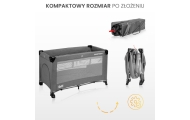 Kelioninė lovytė-maniežas Caretero ESTI su nuleidžiamu šonu, Grey-Miegui, Maniežai-e-vaikas
