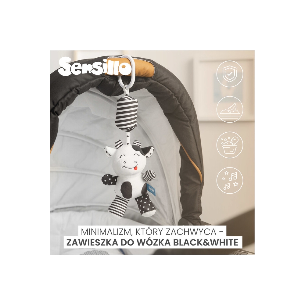 Vežimėlio žaislas Juodai baltas drambliukas