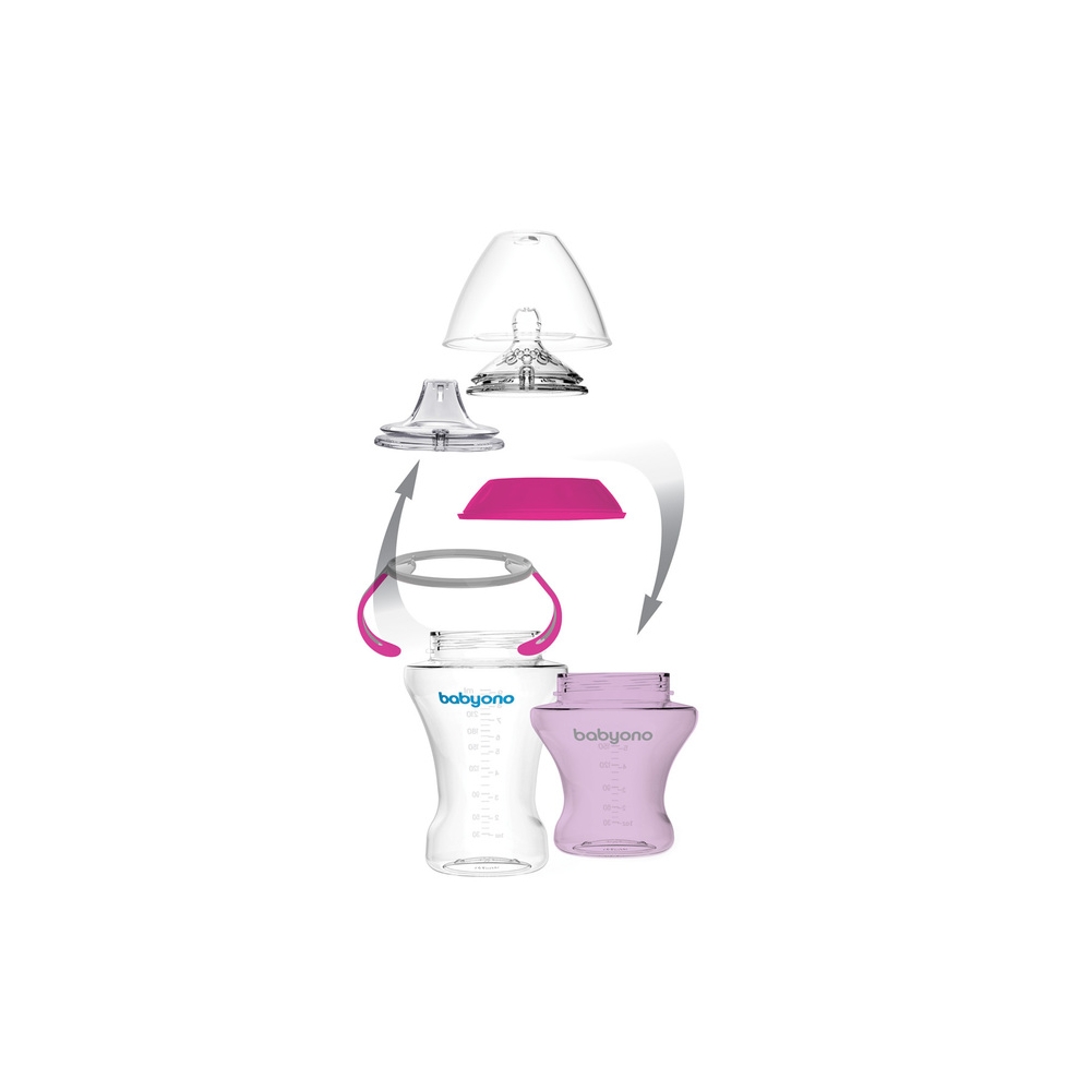 1456/02 "DRIPPY CUP" PUODELIS SU MINKŠTU KANDIKLIU 180ML NATŪRALUS SLAUGOS PUODELIS ROŽINĖS SPALVOS-Maitinimui, Indai, įrankiai,