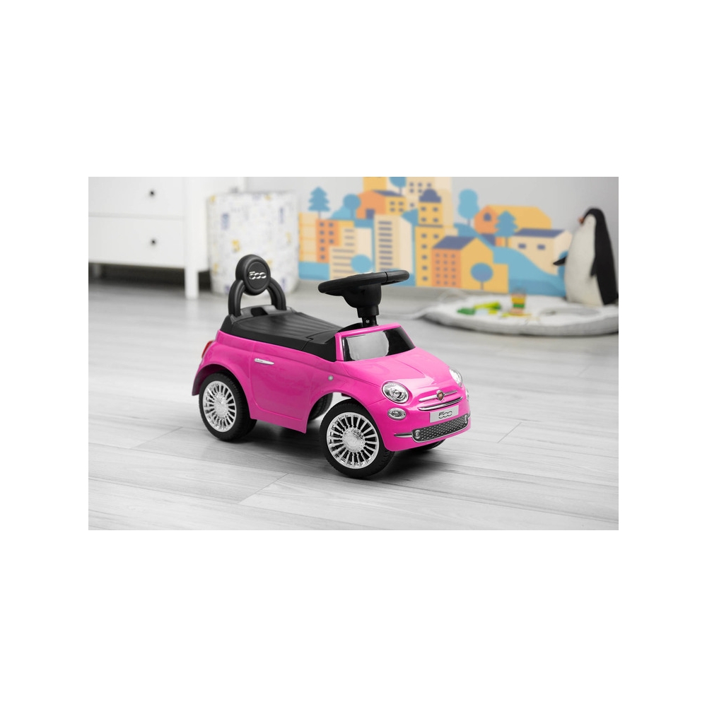 Paspiriama mašinėlė FIAT 500, rožinė-Judėjimui, Paspiriamosios mašinėlės ir jų priedai, Paspiriamos mašinėlės-e-vaikas