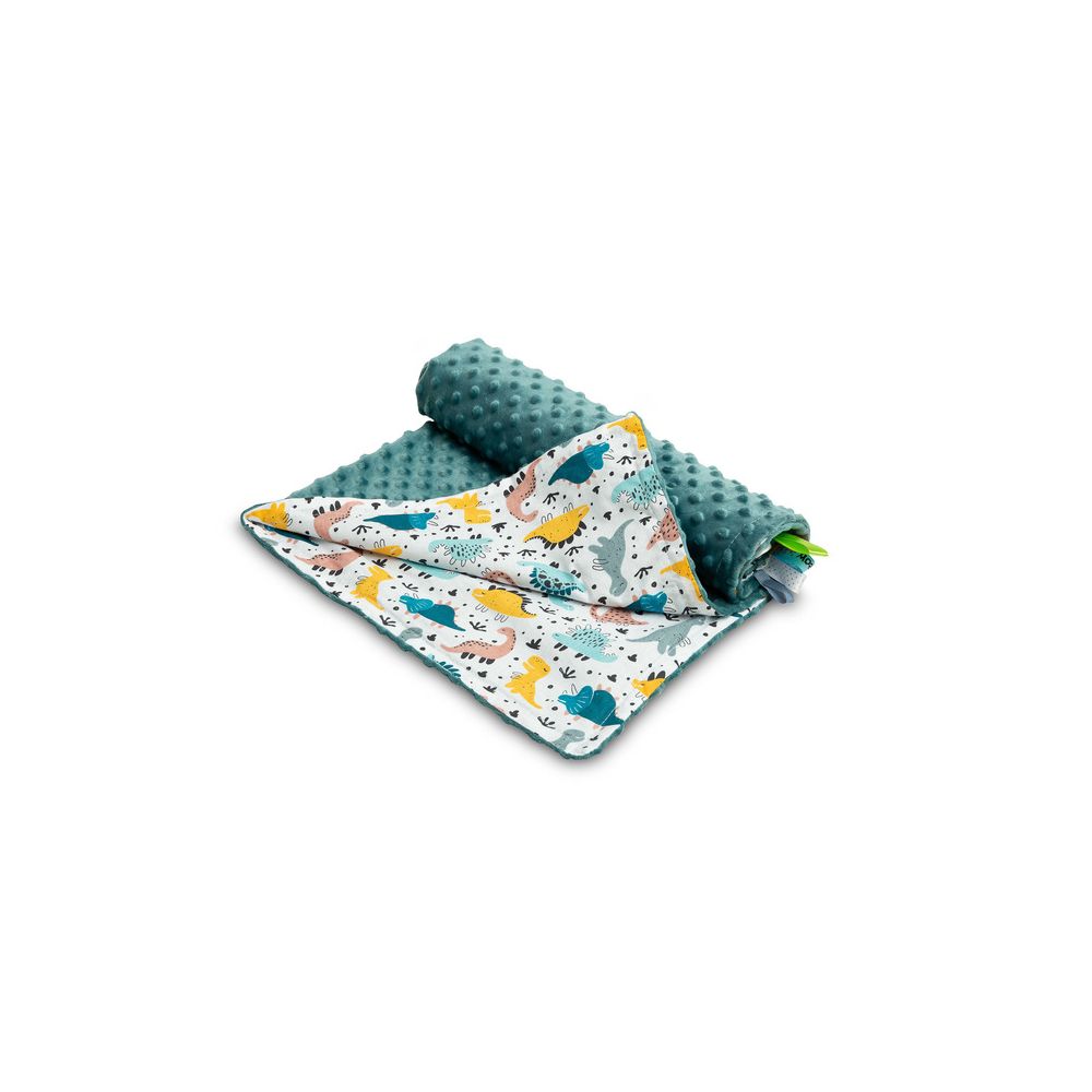 LEKKI KOCYK MINKY 75x100 SZMARAGDOWY DINOZAURY