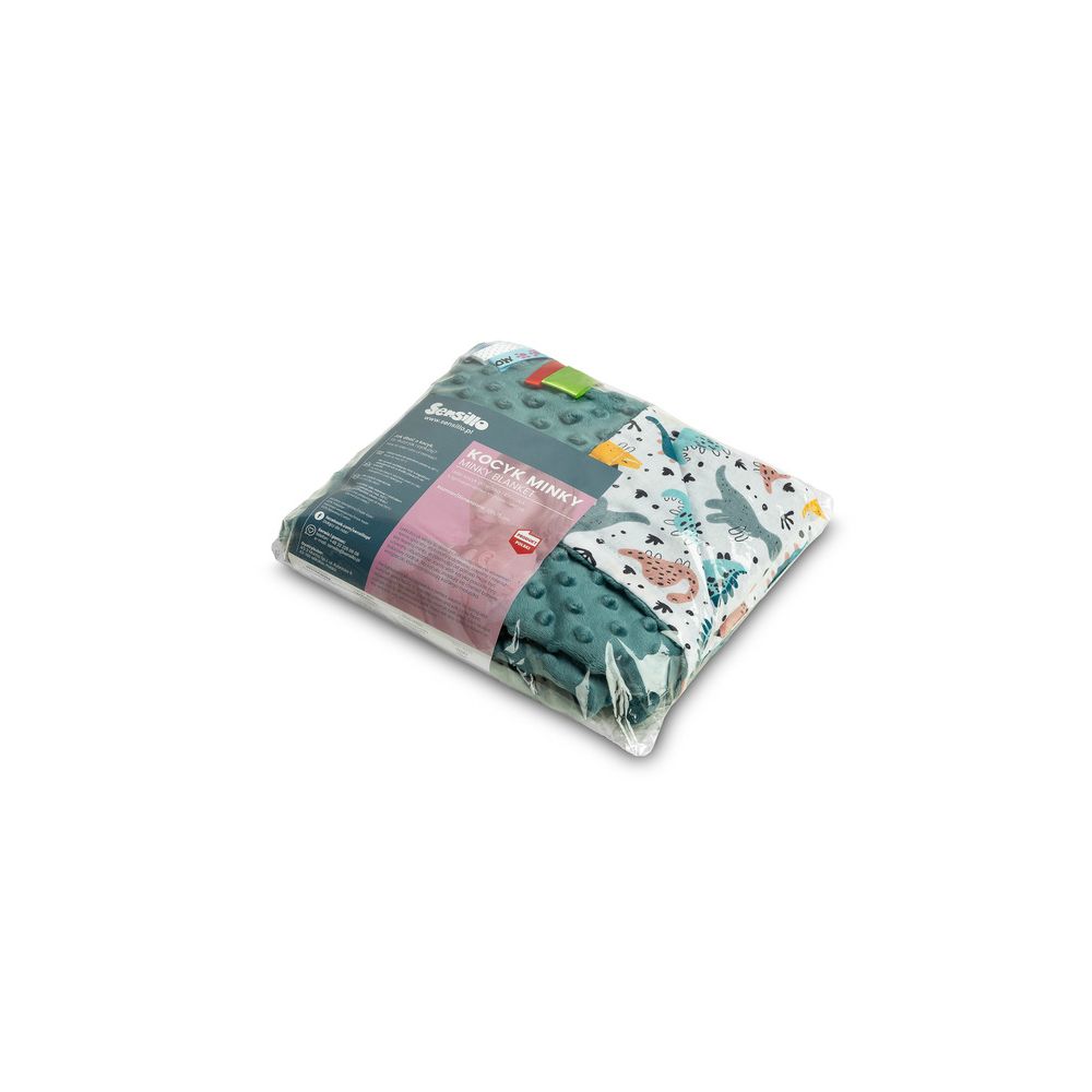 LEKKI KOCYK MINKY 75x100 SZMARAGDOWY DINOZAURY
