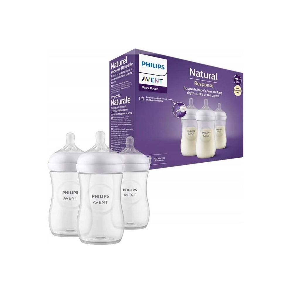 Buteliukų rinkinys AVENT Natural Response 260ml 3vnt SCY903/03-Maitinimui, Buteliukai ir žindukai-e-vaikas