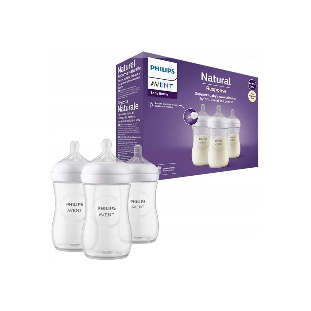 Buteliukų rinkinys AVENT Natural Response 260ml 3vnt SCY903/03-Maitinimui, Buteliukai ir žindukai-e-vaikas