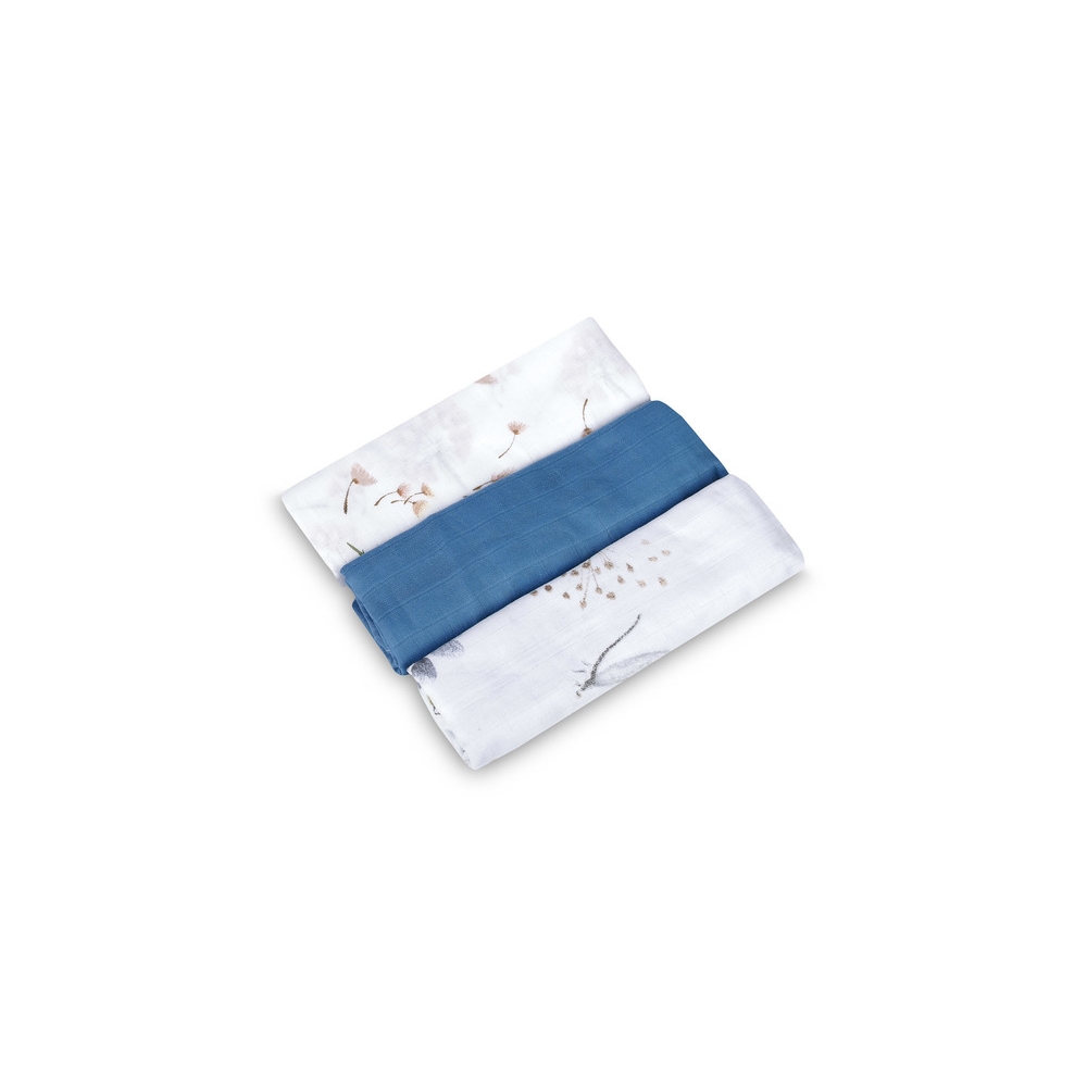 MUSLINE BLUE (pakuotė - 3 vnt.)-Priežiūrai, Vonios tekstilė, Vystyklai-e-vaikas