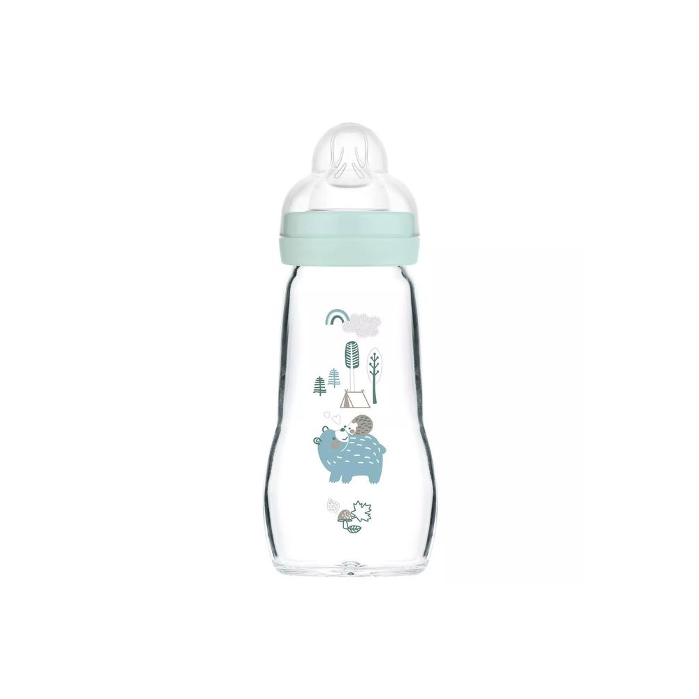 Stiklinis buteliukas MAM Feel Good 1247 260ML FOREST BOY-Maitinimui, Buteliukai ir žindukai-e-vaikas