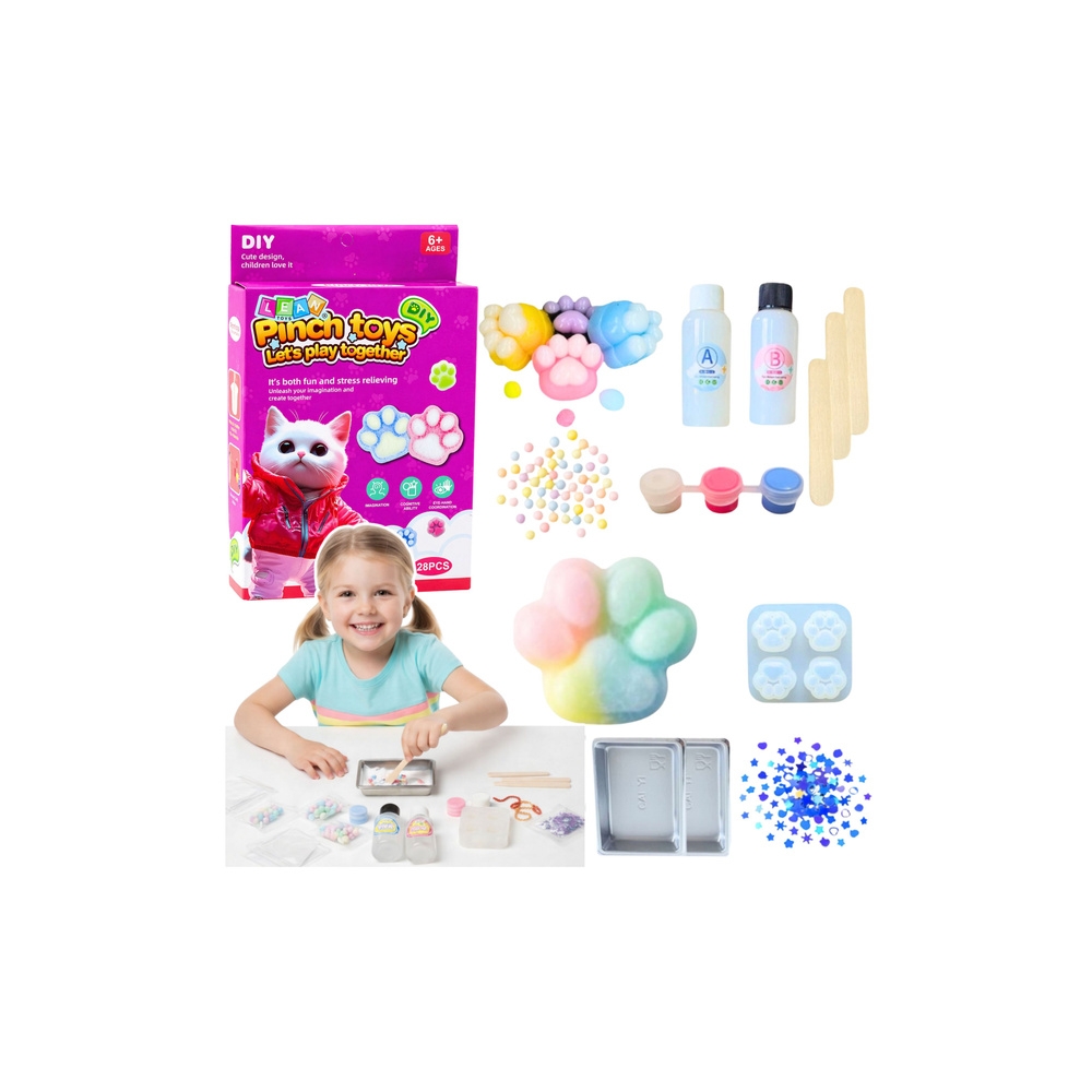 Zestaw Kreatywny DIY Do Tworzenia Gniotków Gniotek Kocia Łapka Squishy 28 el.