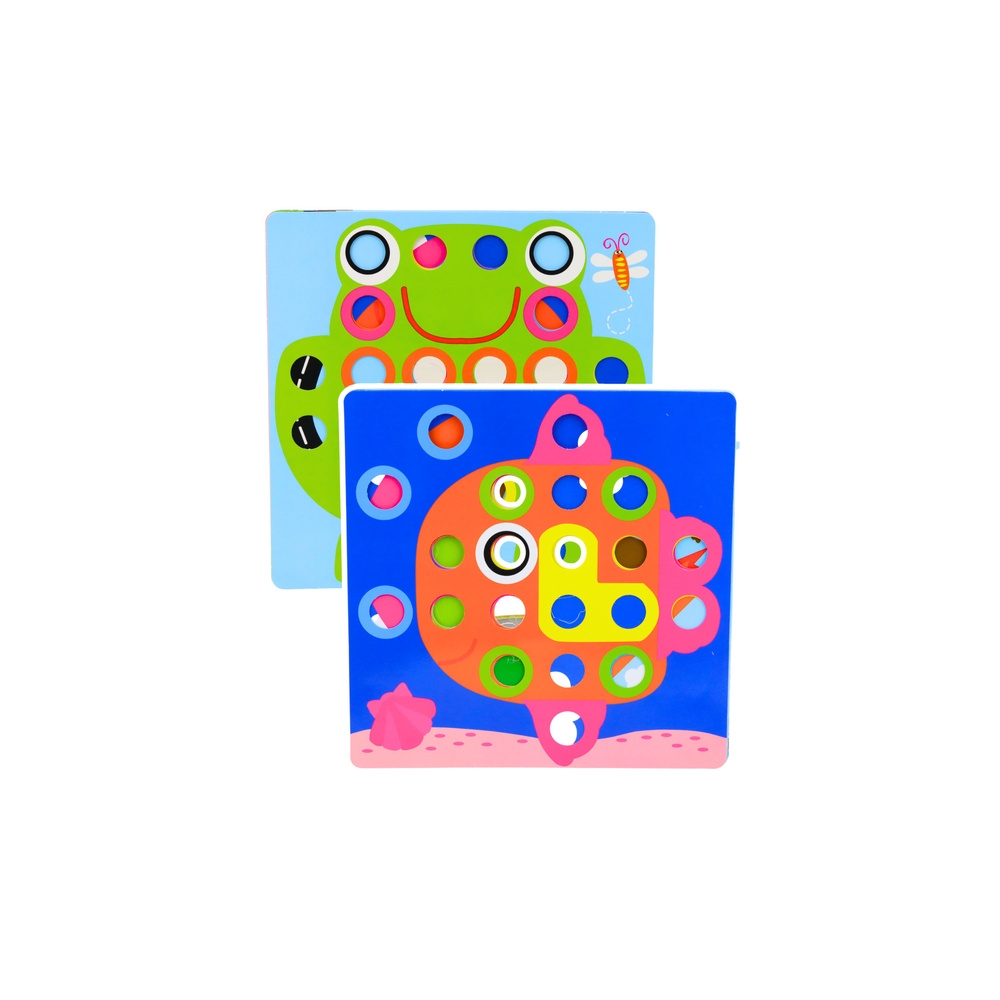 Układanka Guzikowa Mozaika Kreatywne Puzzle Geometryczne Grzybki 46 el.