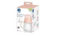 Minkštas silikoninis puodelis su šiaudeliu ir rankenėlėmis „My soft cup“ 6 mėn.