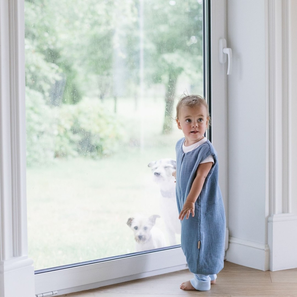Sleeping bag with legs muslin 0,5 TOG Malaga 2-4y baby blue