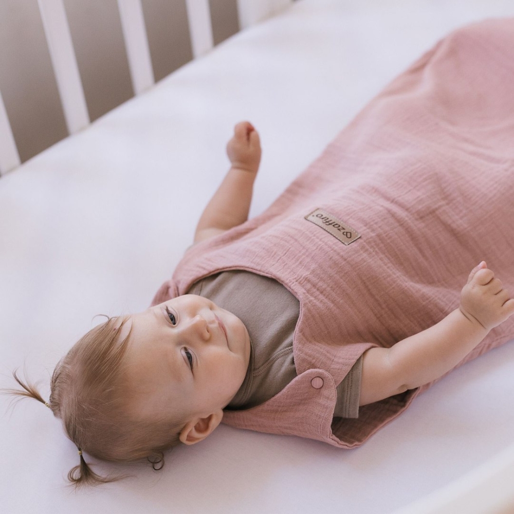 Sleeping bag muslin 2,5 TOG Malaga 6-12m baby pink
