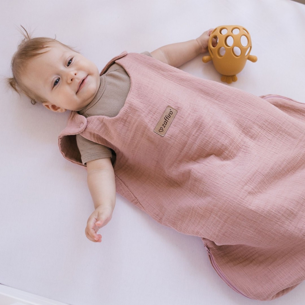 Sleeping bag muslin 2,5 TOG Malaga 6-12m baby pink