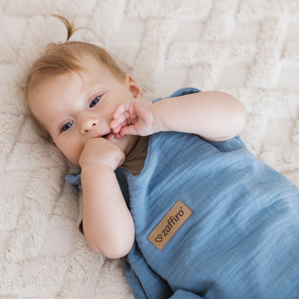 Sleeping bag muslin 2,5 TOG Malaga 6-12m baby blue