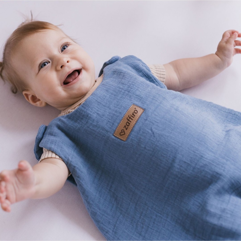 Sleeping bag muslin 2,5 TOG Malaga 6-12m baby blue