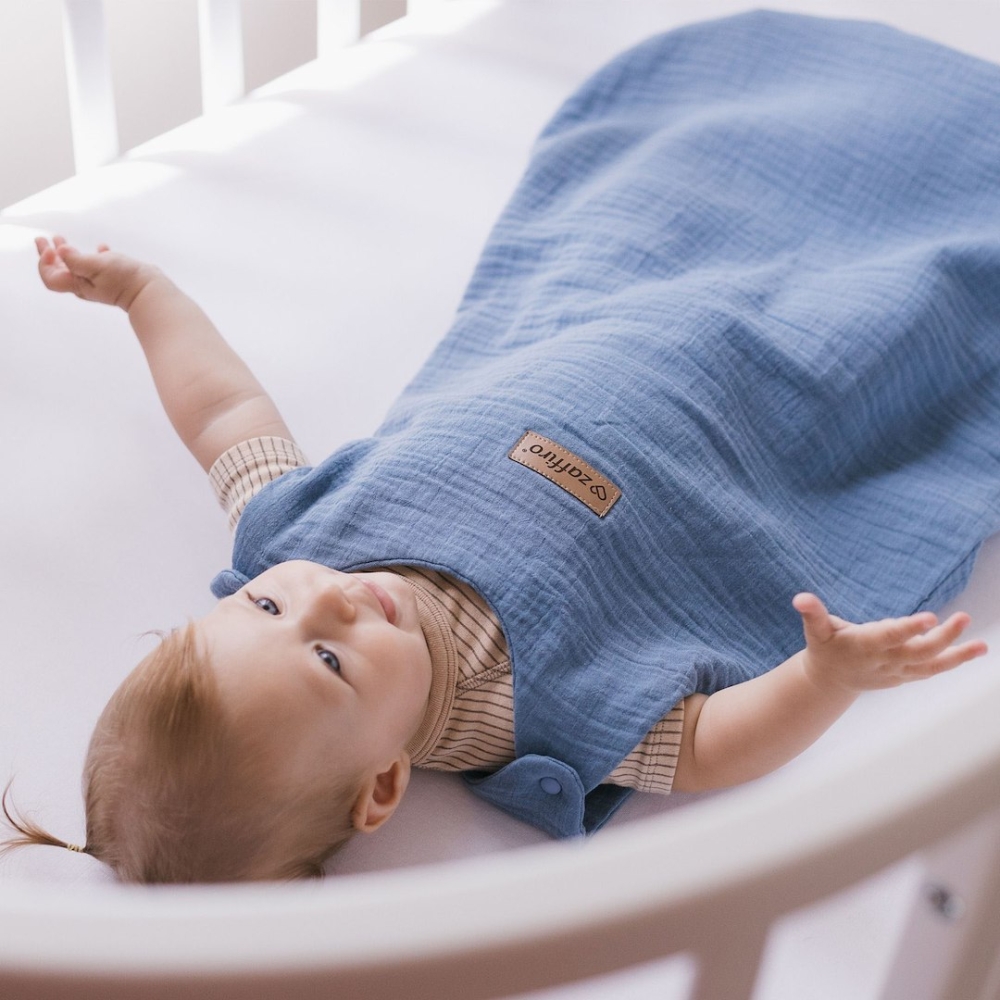 Sleeping bag muslin 2,5 TOG Malaga 6-12m baby blue