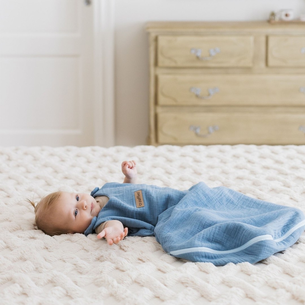 Sleeping bag muslin 2,5 TOG Malaga 6-12m baby blue