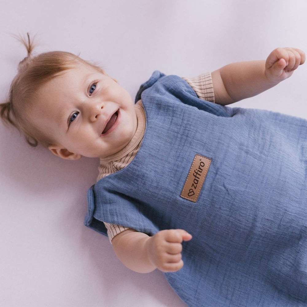 Sleeping bag muslin 2,5 TOG Malaga 6-12m baby blue