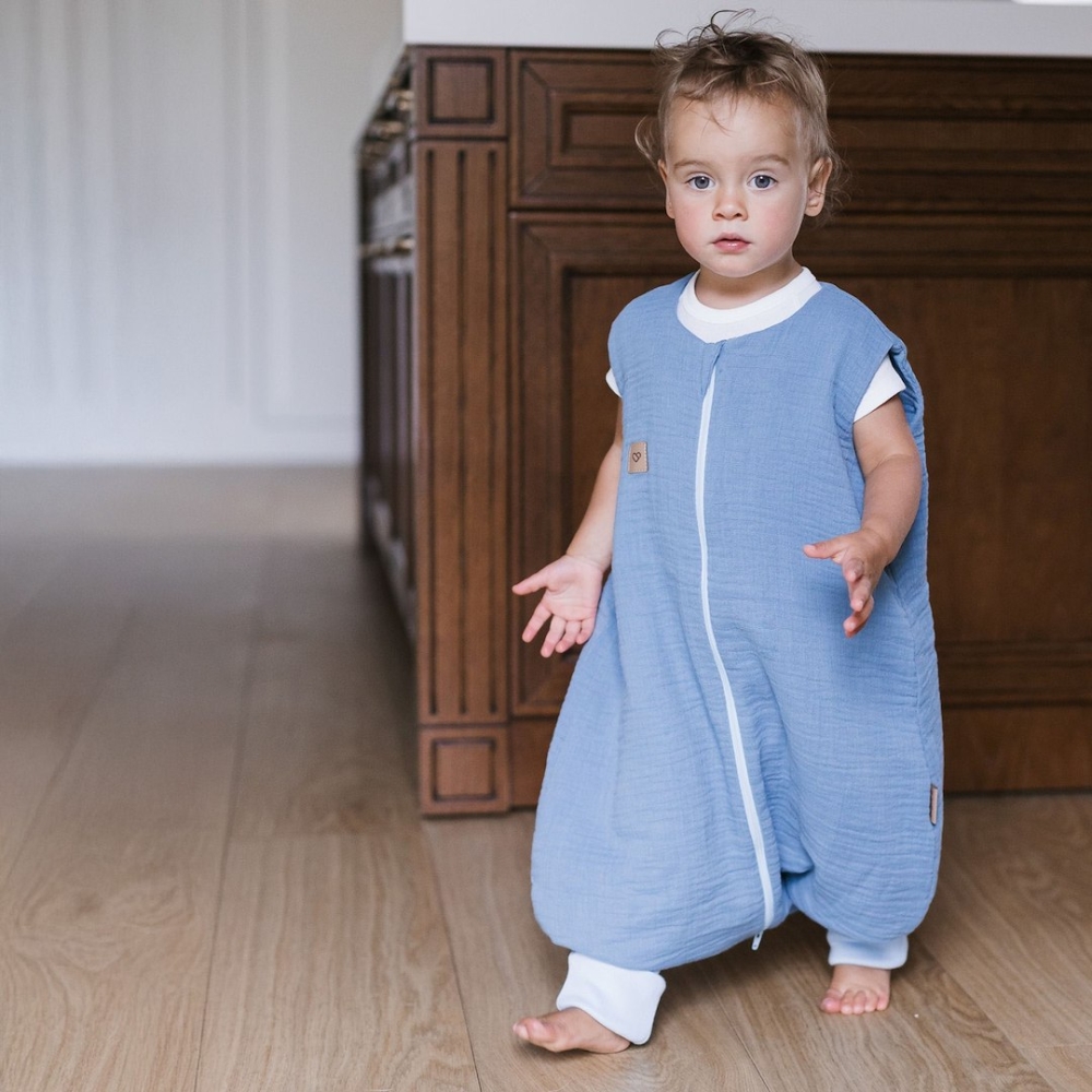 Sleeping bag with legs muslin 2,5 TOG Malaga 2-4y baby blue