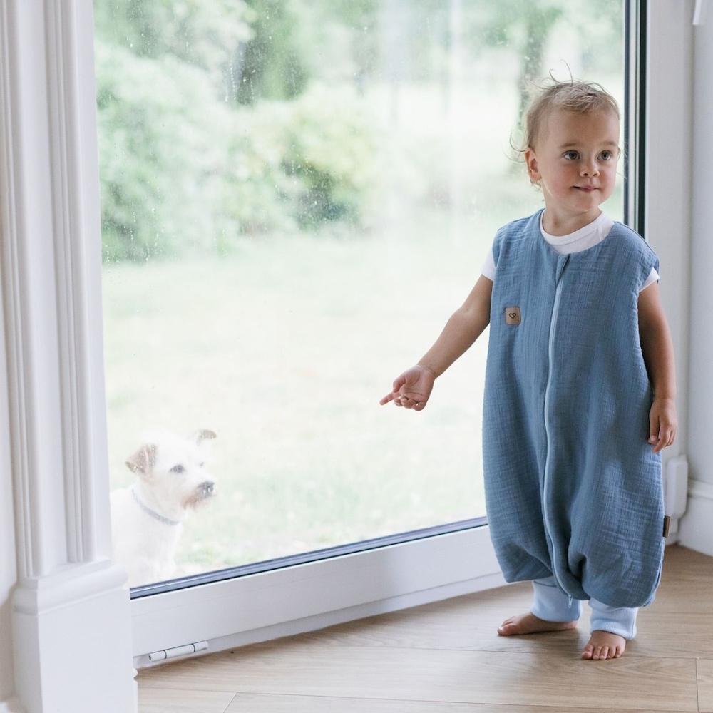 Sleeping bag with legs muslin 2,5 TOG Malaga 2-4y baby blue