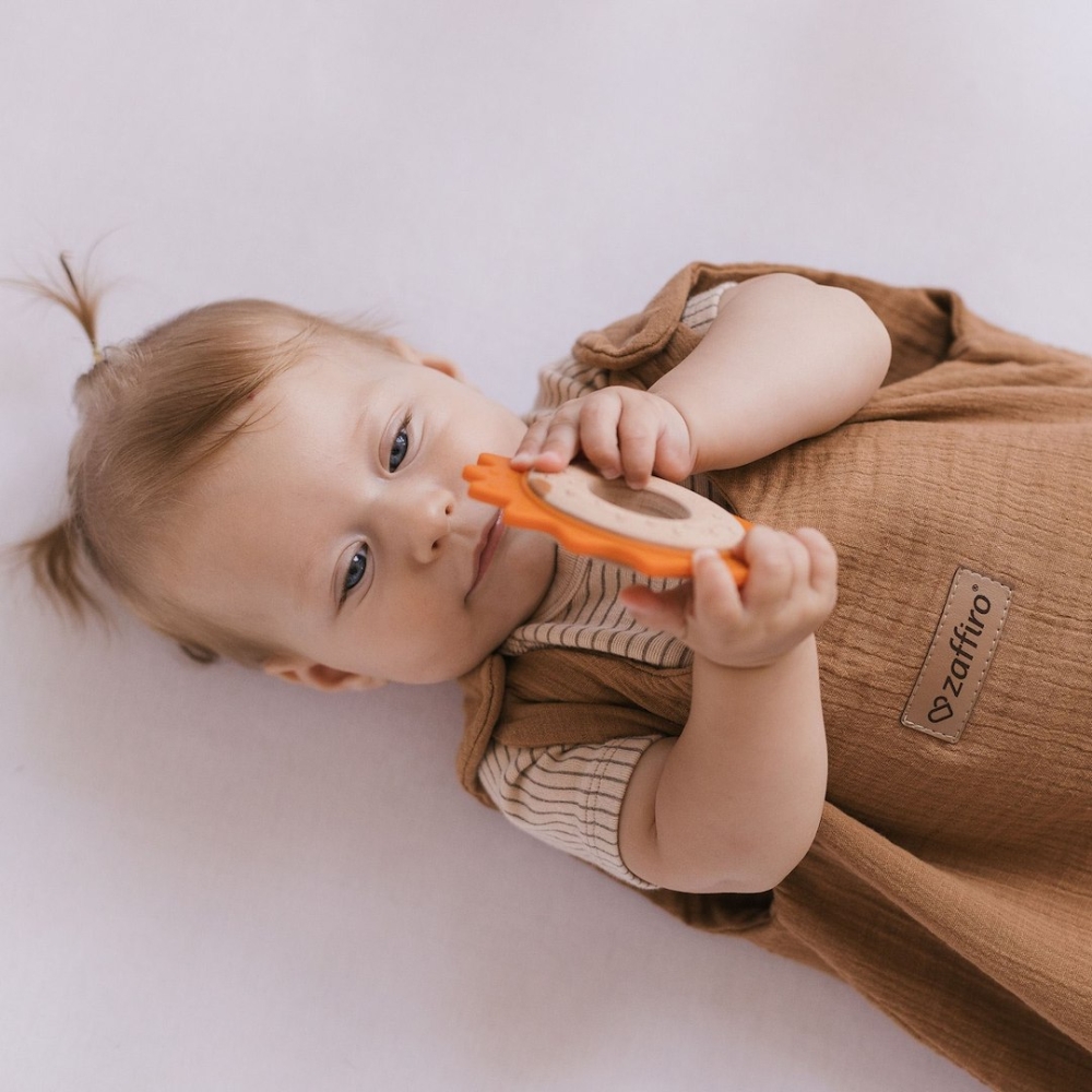Miegmaišis iš muslino, 2,5 TOG, „Malaga“, 0–6 mėn., karamelės spalvos-Miegui, Vokeliai, miegmaišiukai-e-vaikas