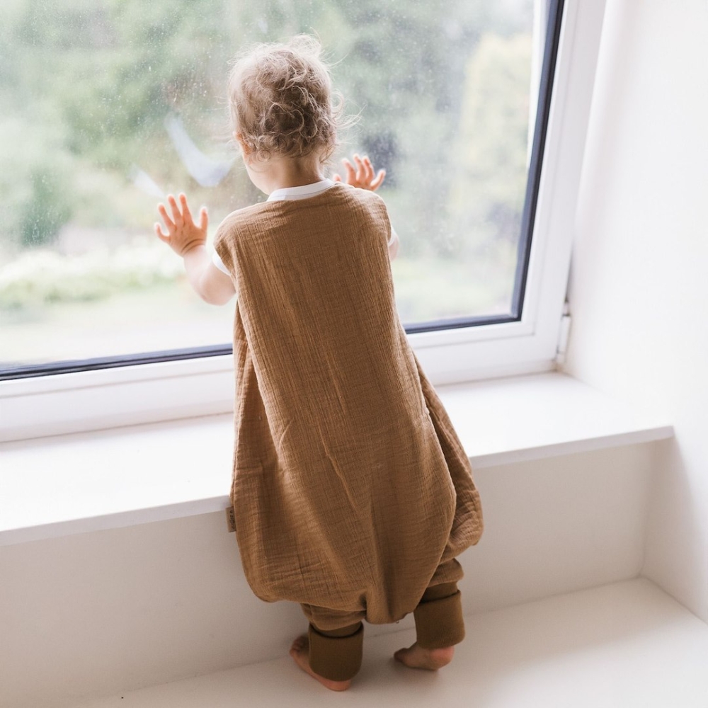 Sleeping bag with legs muslin 2,5 TOG Malaga 1-2y toffee
