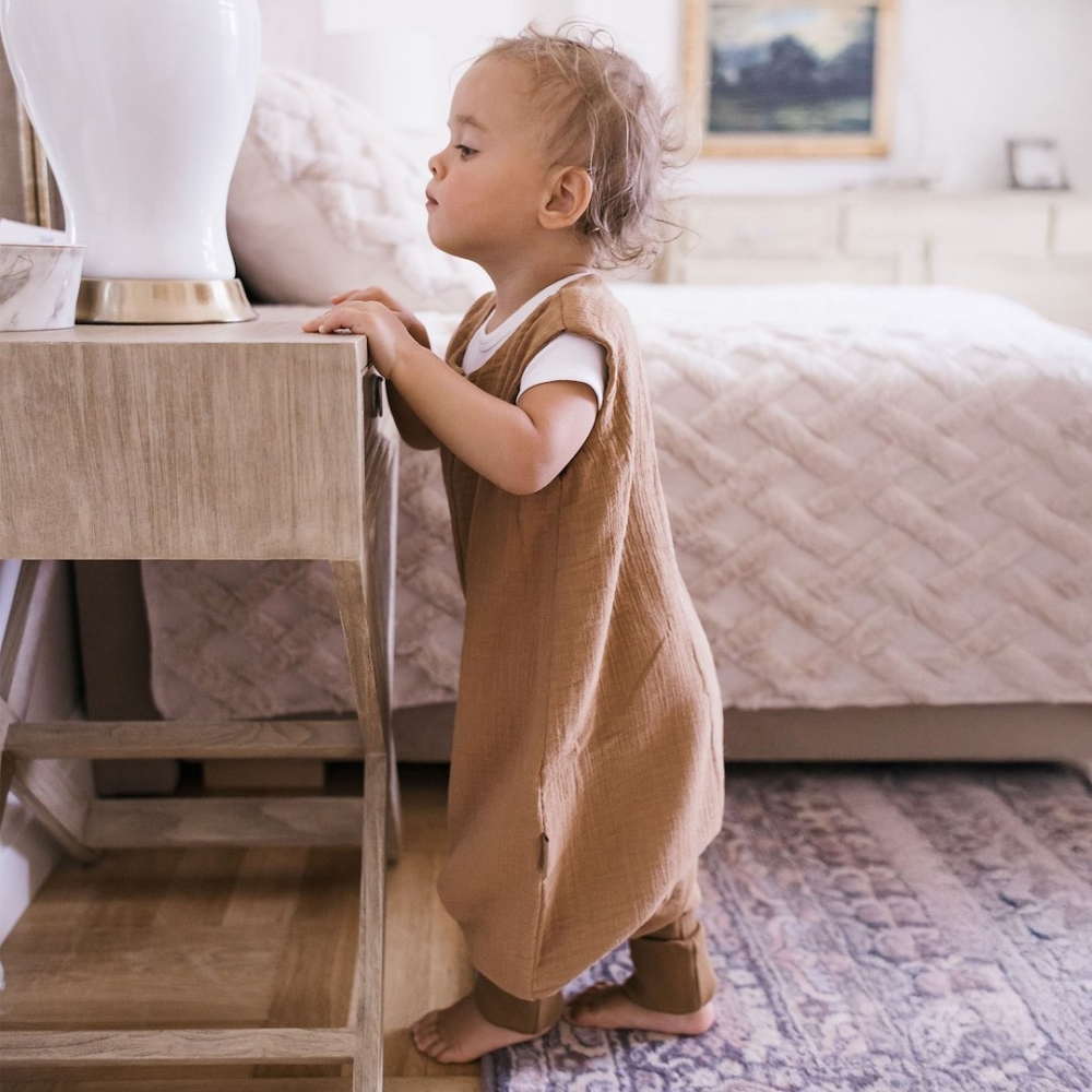 Sleeping bag with legs muslin 2,5 TOG Malaga 1-2y toffee