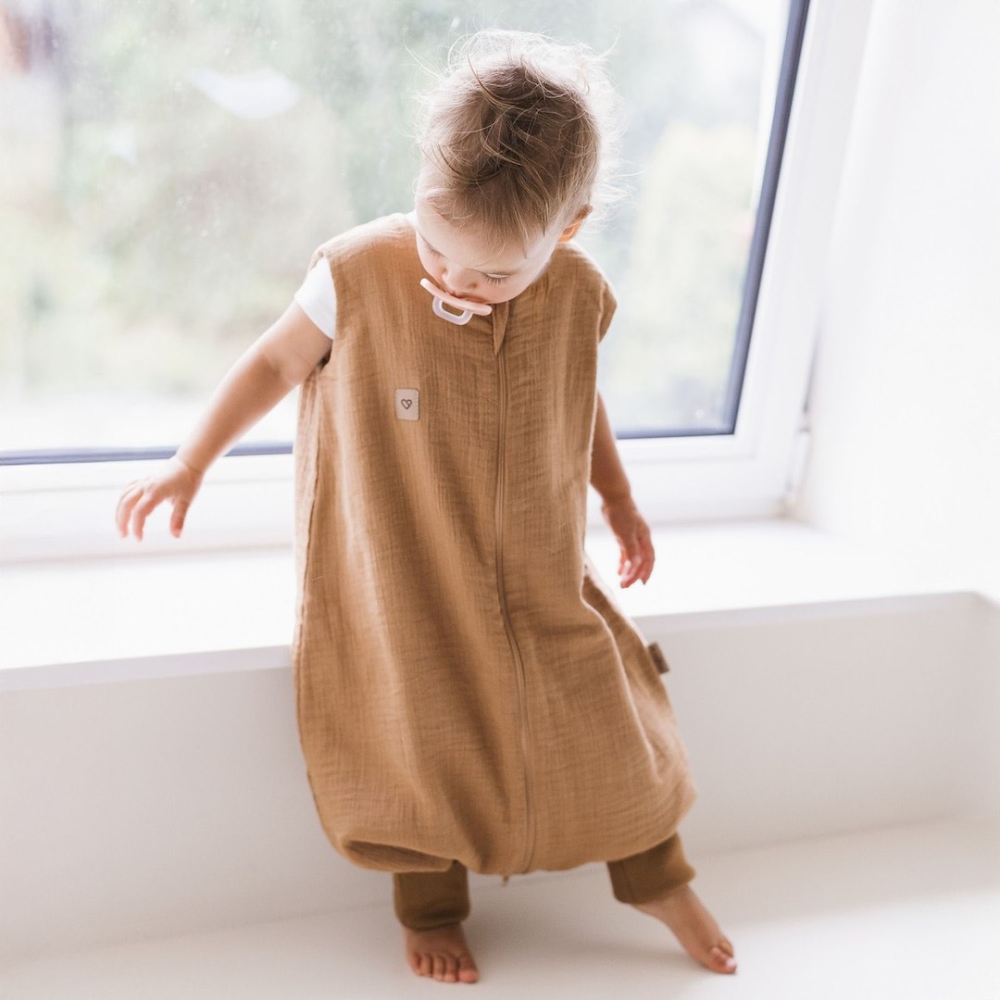 Sleeping bag with legs muslin 2,5 TOG Malaga 2-4y toffee