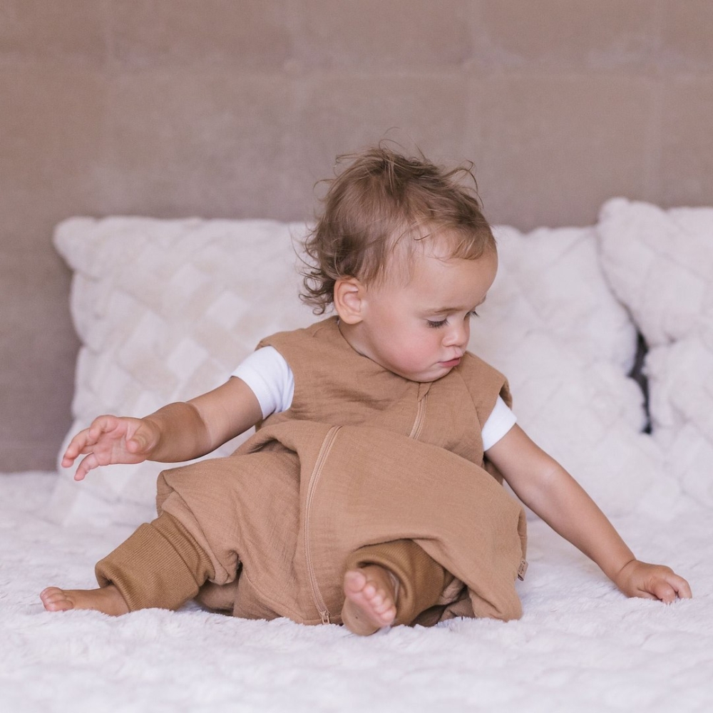 Sleeping bag with legs muslin 2,5 TOG Malaga 2-4y toffee