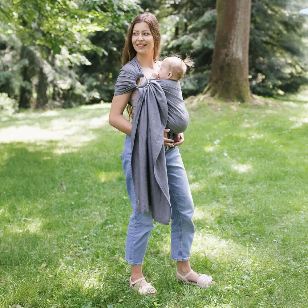 Sling with ring HugMe Roma 70x195cm grey