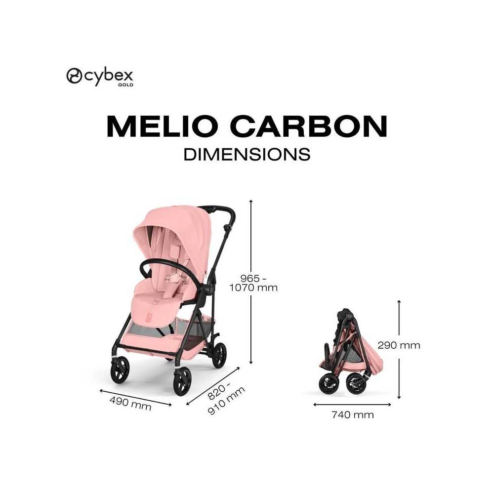 Sportinis vežimėlis Cybex Melio Carbon, Candy Pink-Vaikiški vežimėliai, Sportiniai vežimėliai-e-vaikas