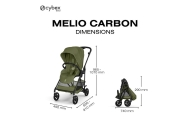 Sportinis vežimėlis Cybex Melio Carbon, Moss Green-Vaikiški vežimėliai, Sportiniai vežimėliai-e-vaikas