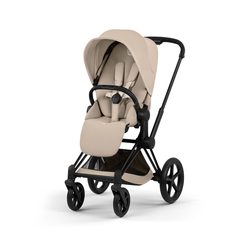 Universalus vežimėlis Cybex Priam Comfort Matt Black 2in1, Cozy Beige-Vaikiški vežimėliai, Universalūs vežimėliai-e-vaikas