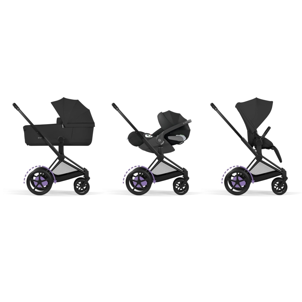 Universalus vežimėlis Cybex ePriam Comfort Matt Black 2in1, Sepia Black-Vaikiški vežimėliai, Universalūs vežimėliai-e-vaikas