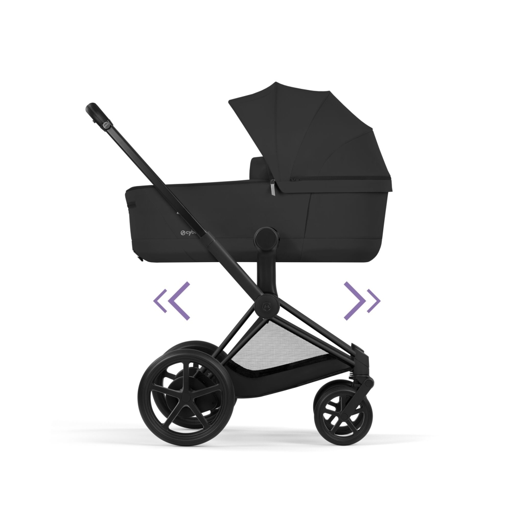 Universalus vežimėlis Cybex ePriam Comfort Matt Black 2in1, Sepia Black-Vaikiški vežimėliai, Universalūs vežimėliai-e-vaikas